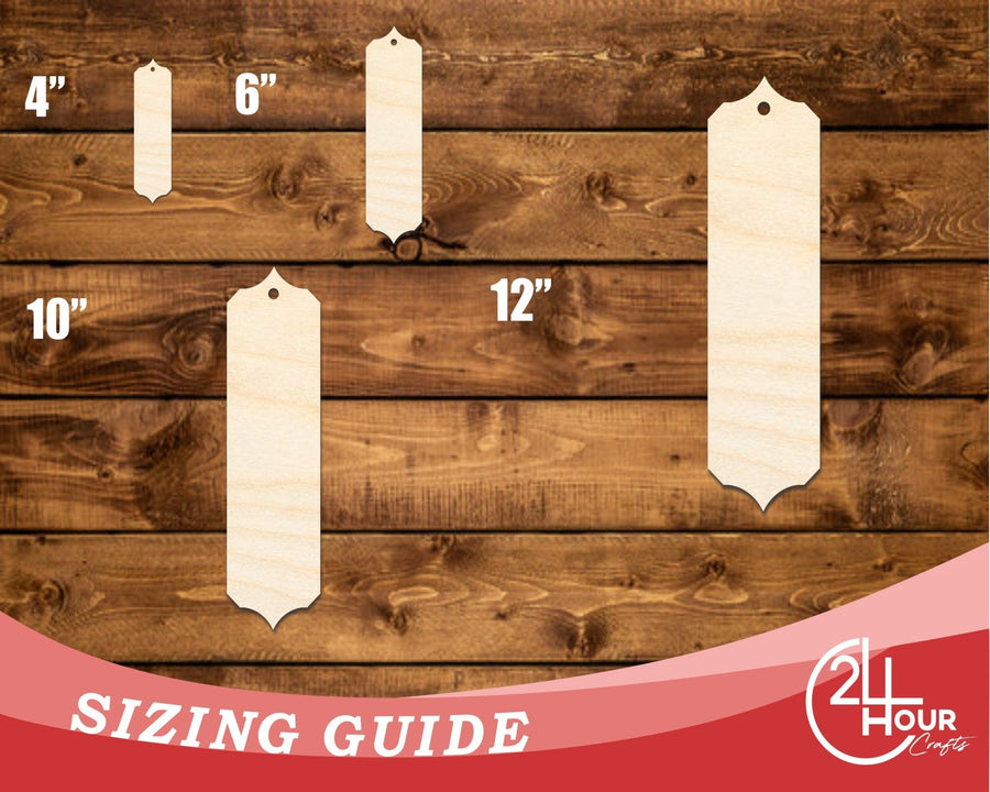 Unfinished Wood Sharp Pointp Bookmark Shape | DIY Craft Cutout | up to 12" DIY - NameSigns.com