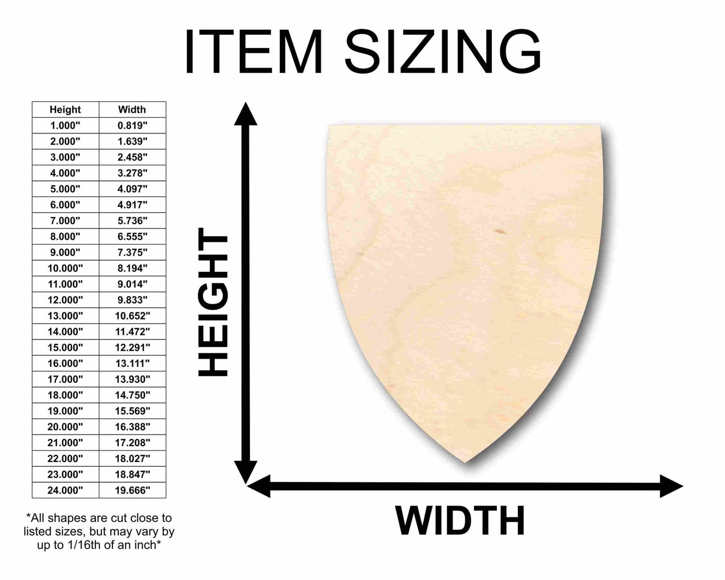 Unfinished Wood Shield Flat Top Silhouette - Craft - up to 46" DIY - NameSigns.com