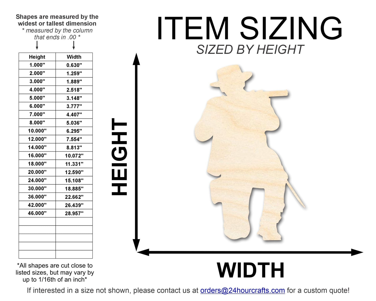 Unfinished Wood Shooting Soldier Shape | DIY Craft Cutout | up to 46" DIY - NameSigns.com