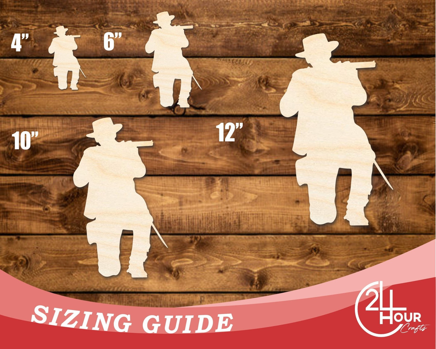 Unfinished Wood Shooting Soldier Shape | DIY Craft Cutout | up to 46" DIY - NameSigns.com
