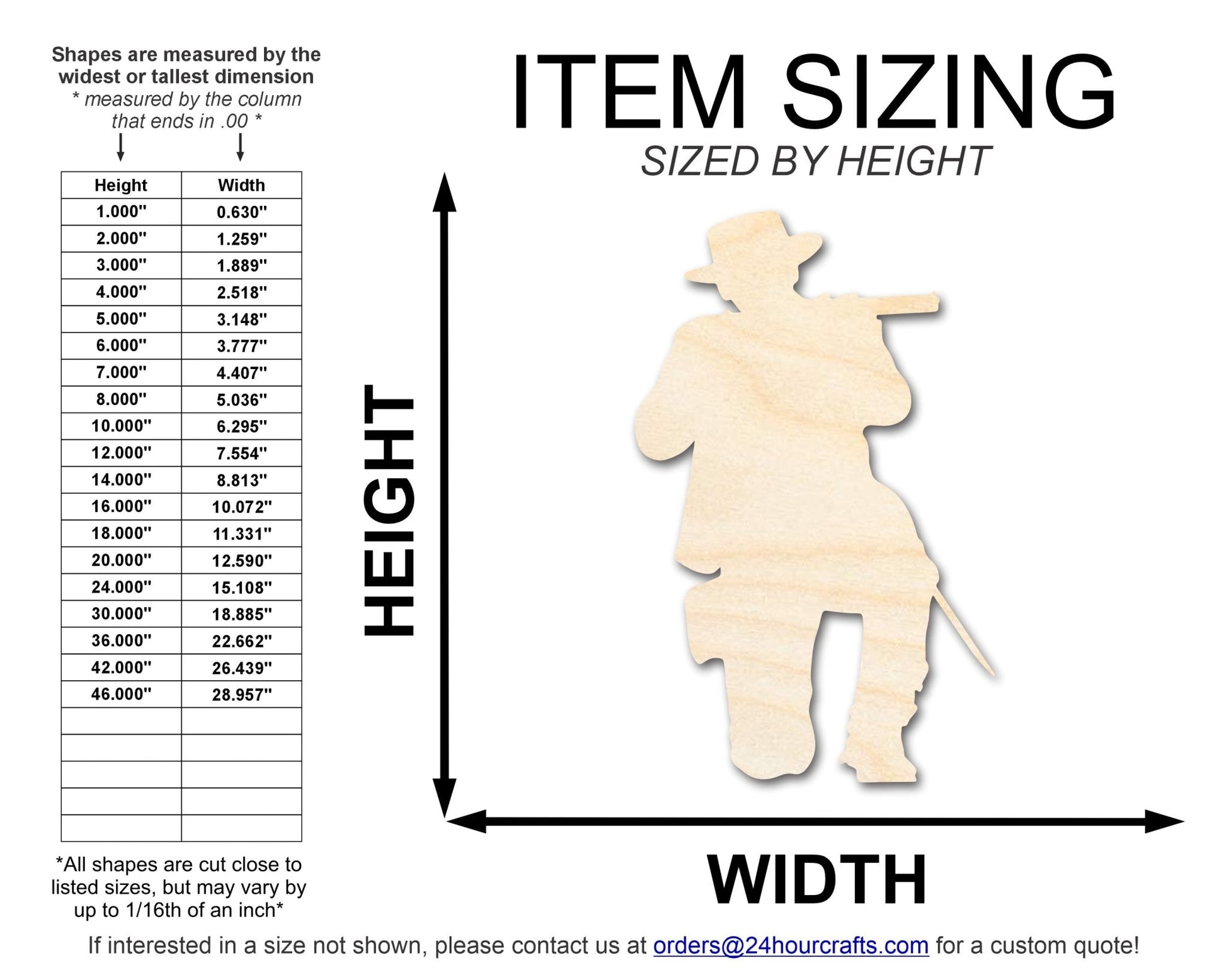 Unfinished Wood Shooting Soldier Shape | DIY Craft Cutout | up to 46" DIY - NameSigns.com
