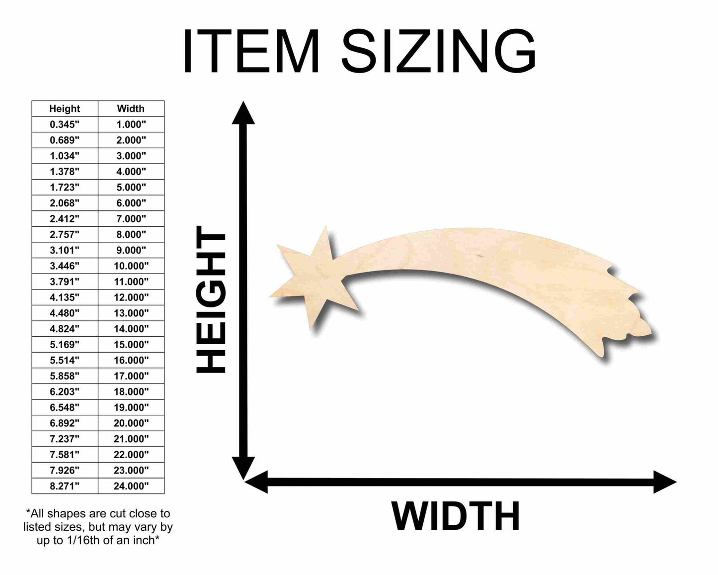 Unfinished Wood Shooting Star Silhouette - Craft - up to 46" DIY - NameSigns.com
