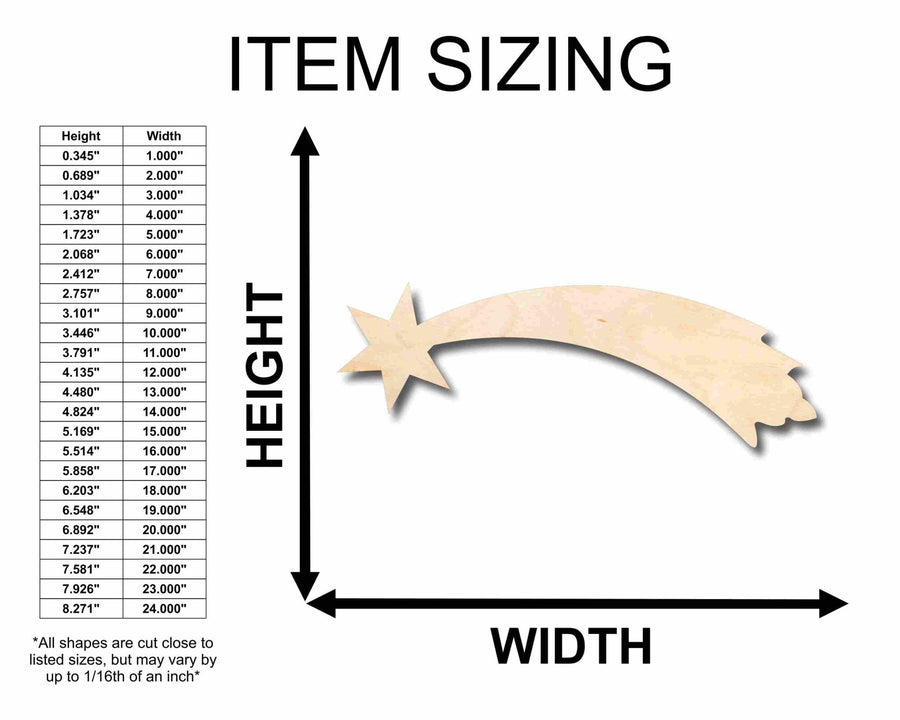 Unfinished Wood Shooting Star Silhouette - Craft - up to 46" DIY - NameSigns.com