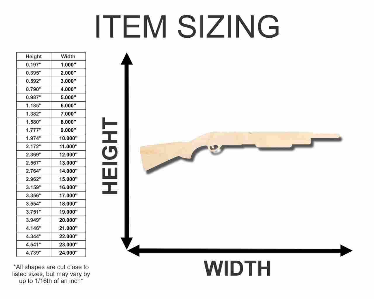 Unfinished Wood Shotgun Shape - Gun - Hunting - Craft - up to 46" DIY - NameSigns.com