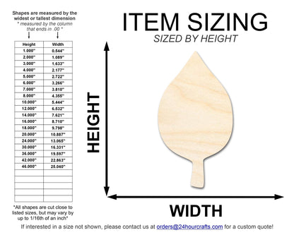 Unfinished Wood Simple Fall Leaf Shape | DIY Craft Cutout | up to 46" DIY - NameSigns.com