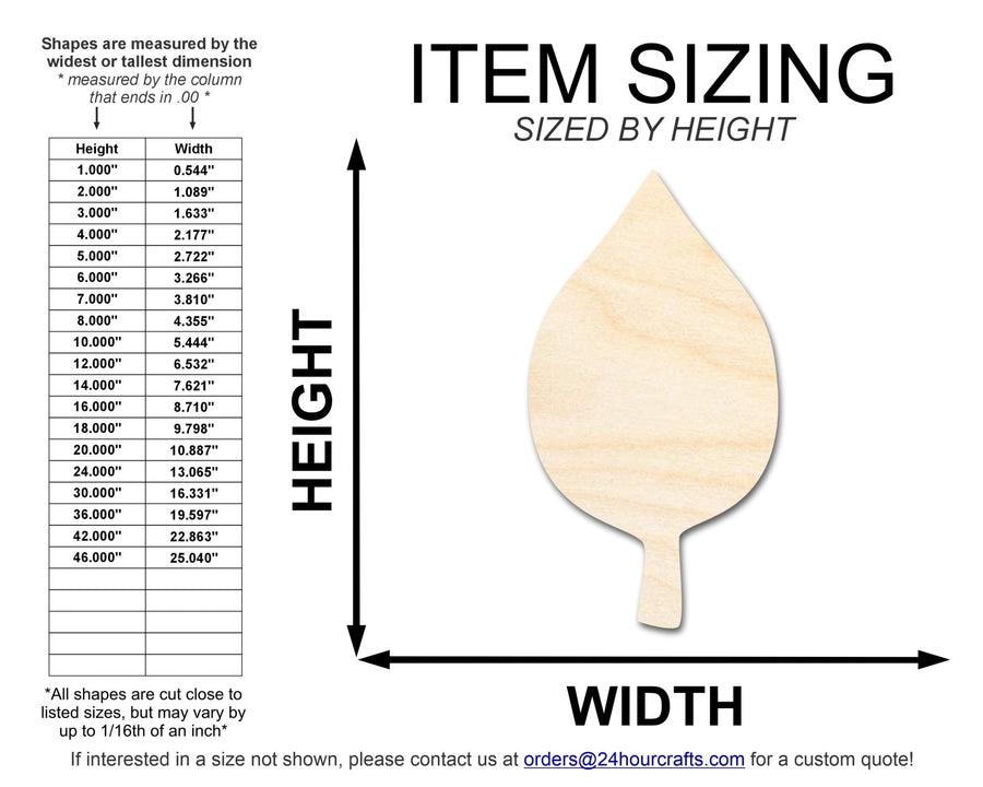 Unfinished Wood Simple Fall Leaf Shape | DIY Craft Cutout | up to 46" DIY - NameSigns.com