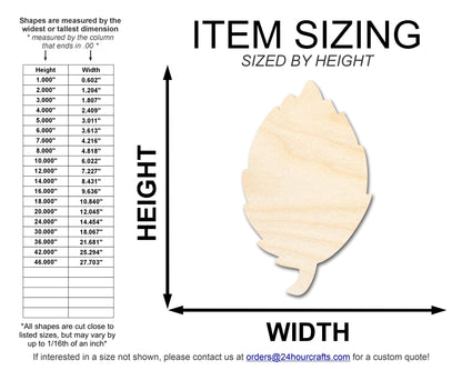 Unfinished Wood Simple Fall Leaf Shape | DIY Craft Cutout | up to 46" DIY - NameSigns.com