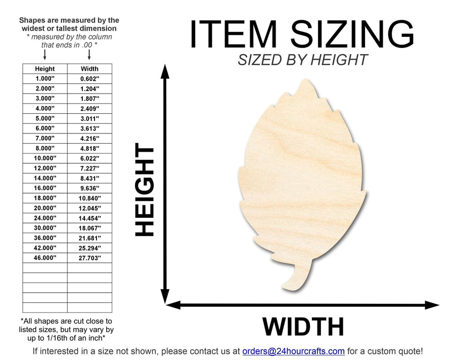 Unfinished Wood Simple Fall Leaf Shape | DIY Craft Cutout | up to 46" DIY - NameSigns.com