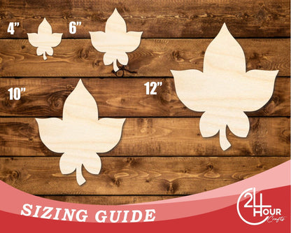 Unfinished Wood Simple Fall Leaf Shape | DIY Craft Cutout | up to 46" DIY - NameSigns.com