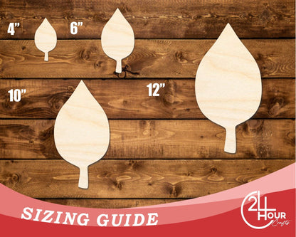 Unfinished Wood Simple Fall Leaf Shape | DIY Craft Cutout | up to 46" DIY - NameSigns.com