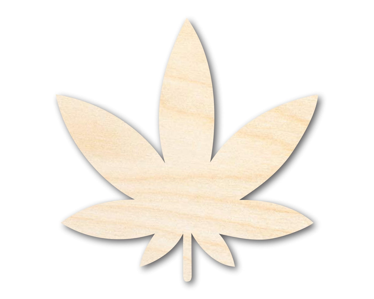Unfinished Wood Simple Marijuana Leaf Shape - Craft - up to 46" DIY - NameSigns.com