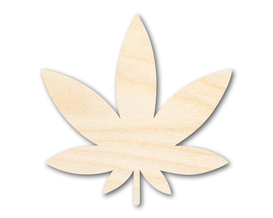 Unfinished Wood Simple Marijuana Leaf Shape - Craft - up to 46" DIY - NameSigns.com
