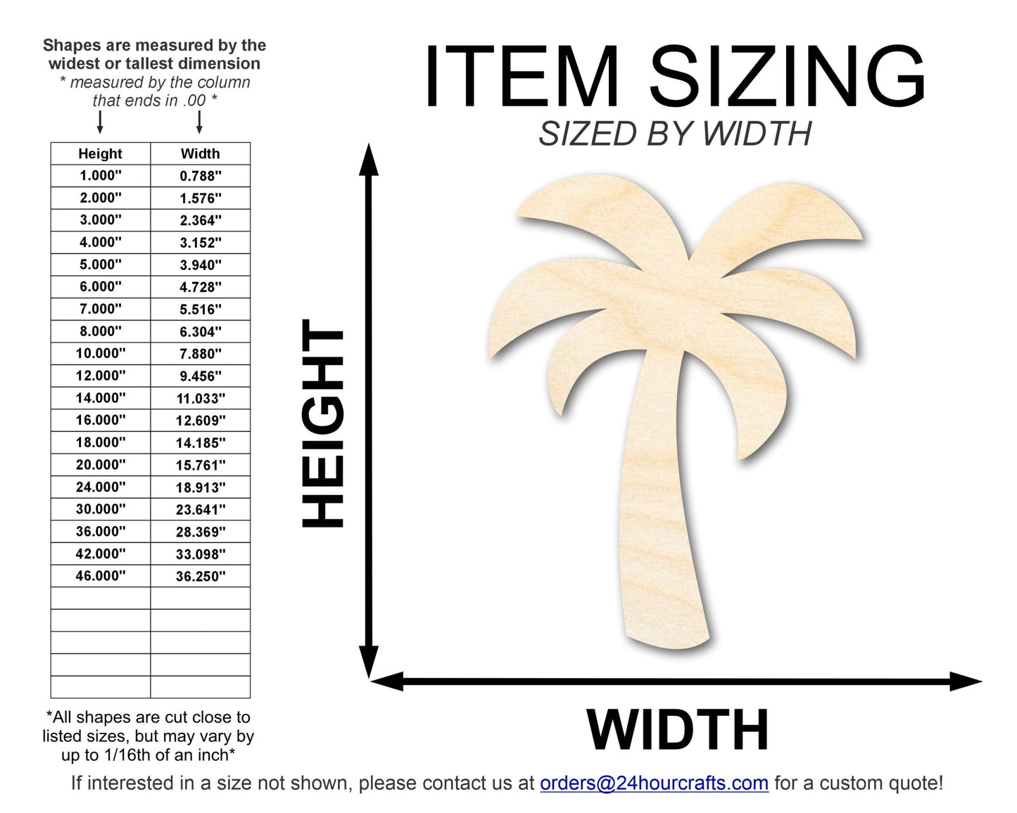 Unfinished Wood Simple Palm Tree Silhouette | DIY Tropical Beach Craft Cutout | up to 46" DIY - NameSigns.com