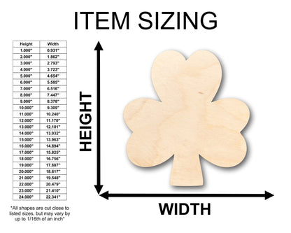 Unfinished Wood Simple Shamrock Shape - Craft - up to 46" DIY - NameSigns.com