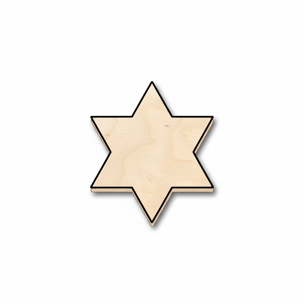 Unfinished Wood Six Point Star Shape - Craft - up to 46" DIY - NameSigns.com