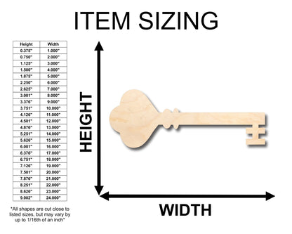 Unfinished Wood Skeleton Key Shape - Craft - up to 46" DIY - NameSigns.com