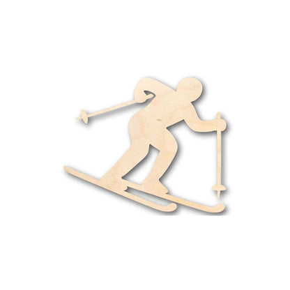 Unfinished Wood Skier Shape - Winter Olympics - Craft - up to 46" DIY - NameSigns.com