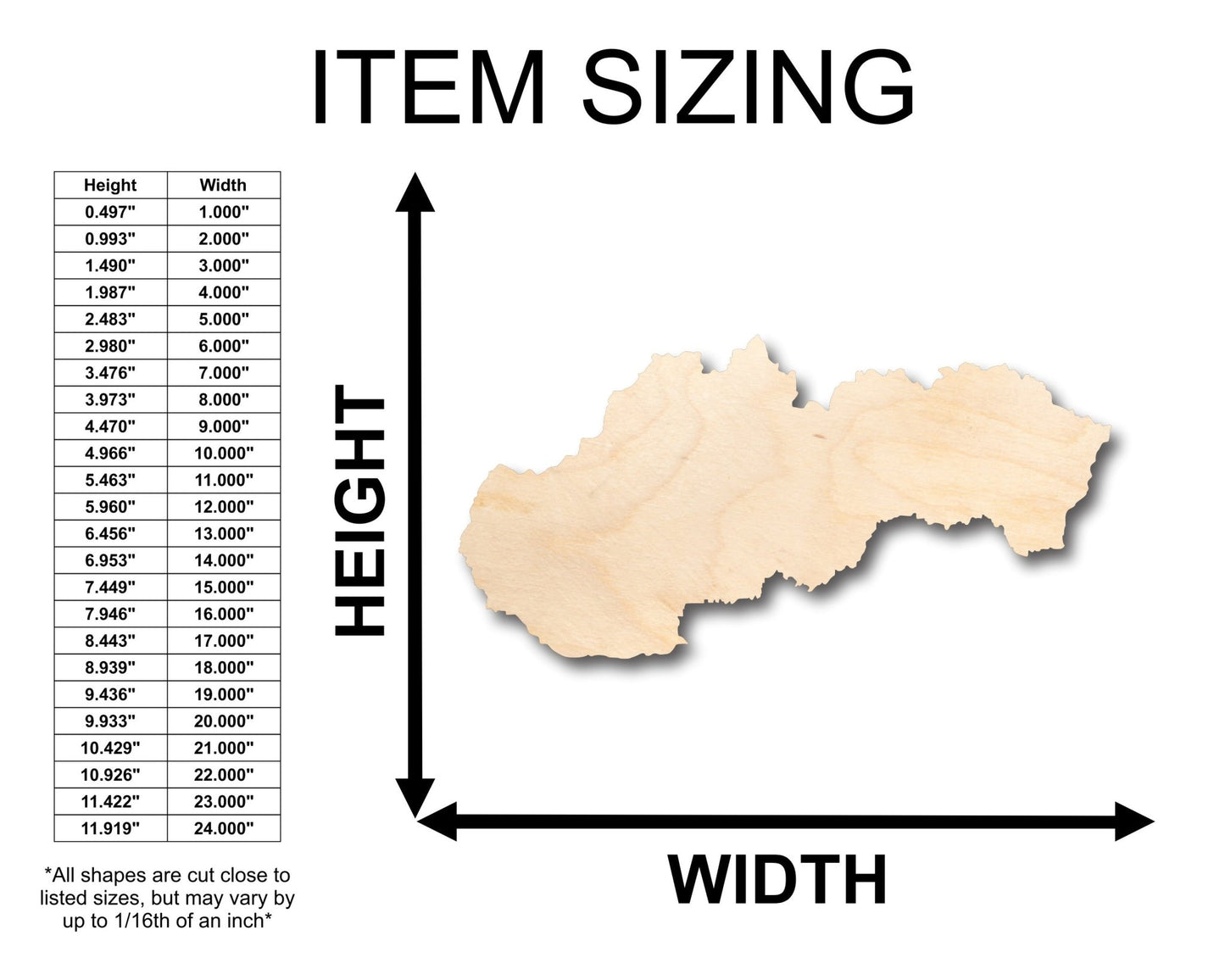 Unfinished Wood Slovakia Country Shape - Craft - up to 46" DIY - NameSigns.com