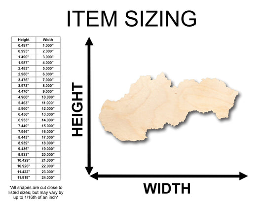 Unfinished Wood Slovakia Country Shape - Craft - up to 46" DIY - NameSigns.com