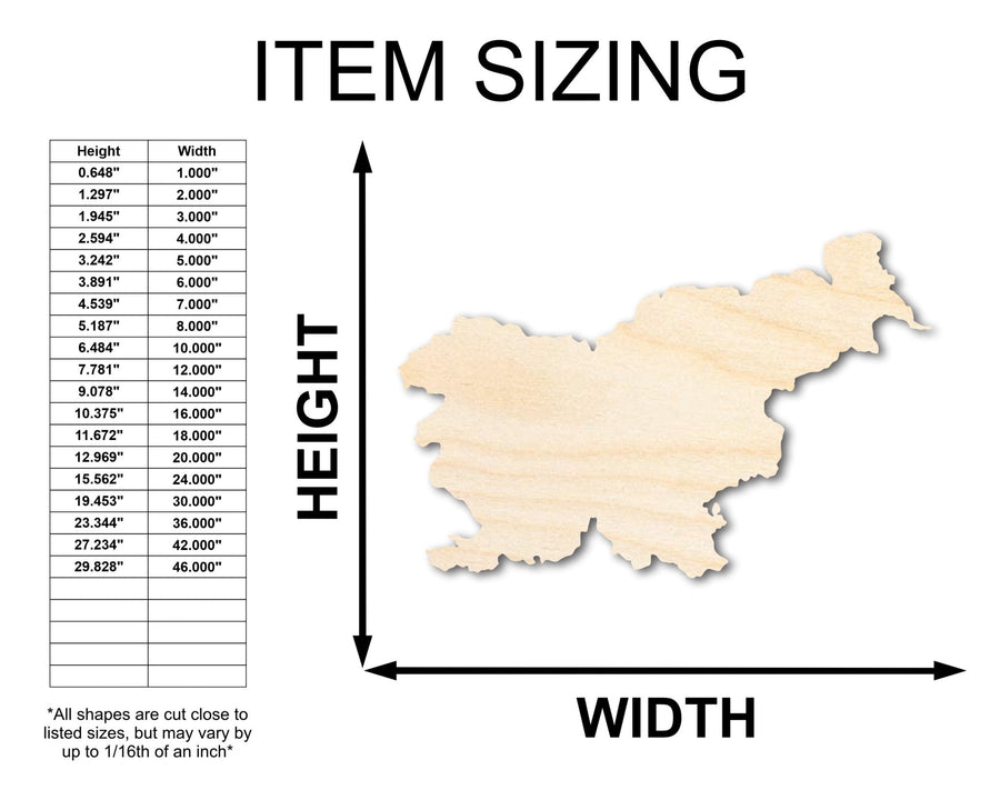 Unfinished Wood Slovenia Country Shape - European Country Craft - up to 46" DIY - NameSigns.com