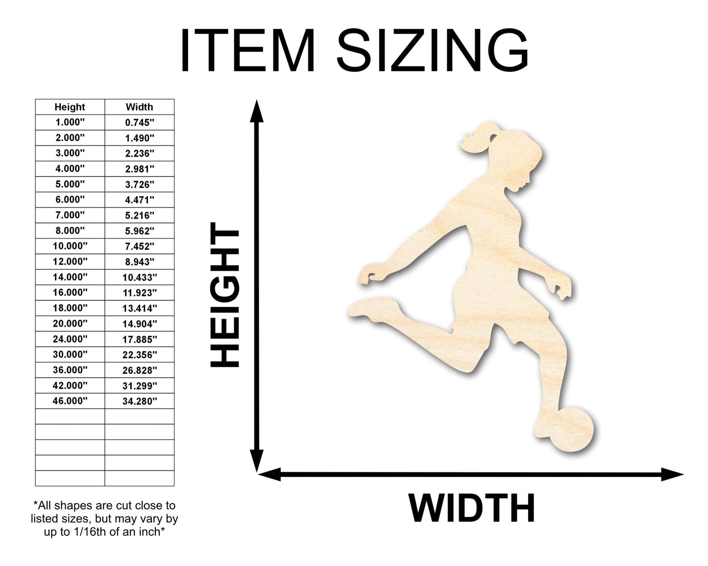 Unfinished Wood Soccer Player Silhouette | DIY Sports Craft Cutout | up to 46" DIY - NameSigns.com