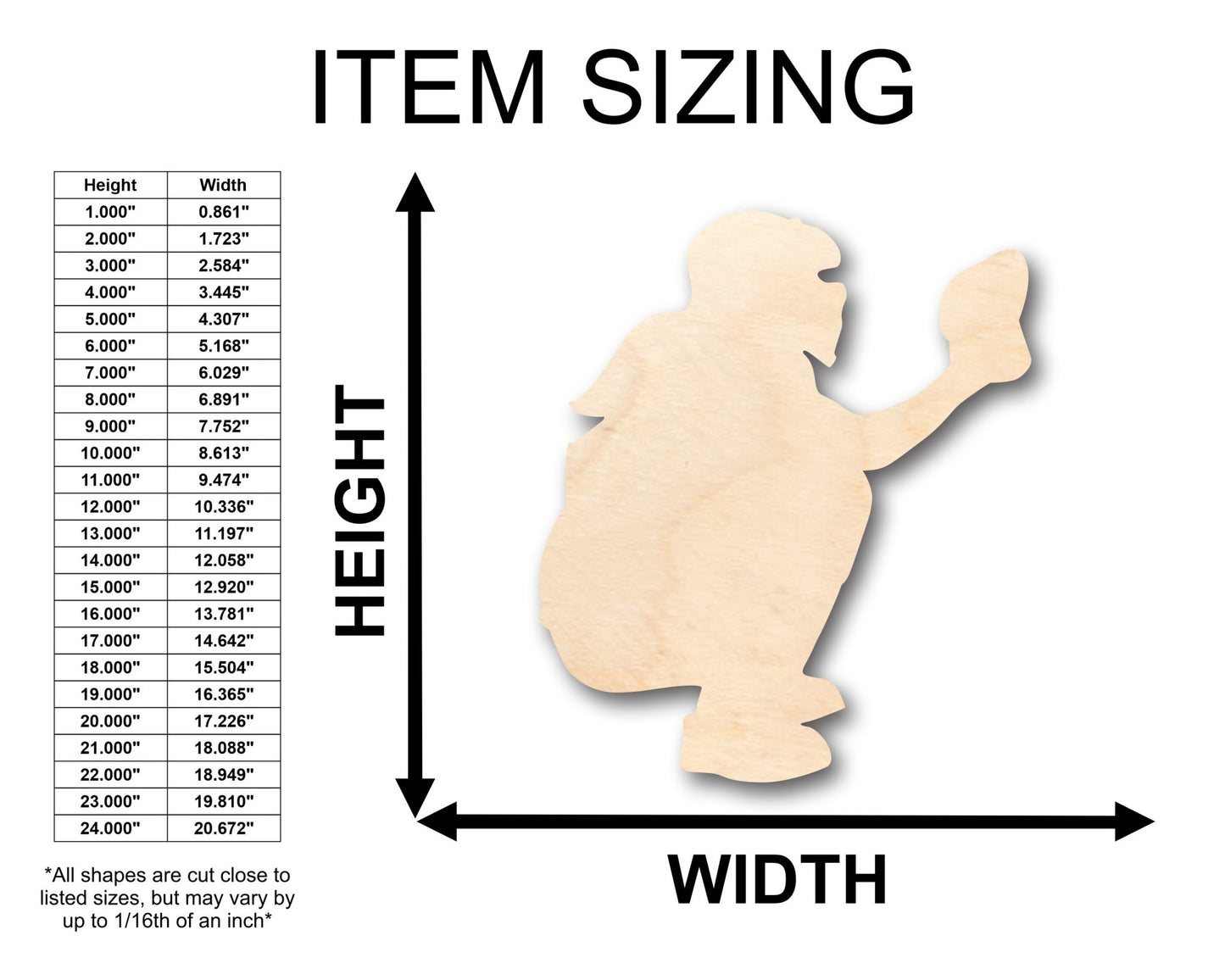 Unfinished Wood Softball Catcher Shape - Craft - up to 46" DIY - NameSigns.com