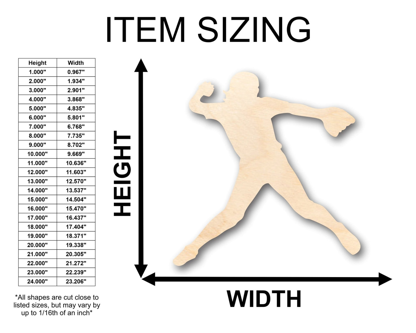 Unfinished Wood Softball Pitcher Shape - Craft - up to 46" DIY - NameSigns.com