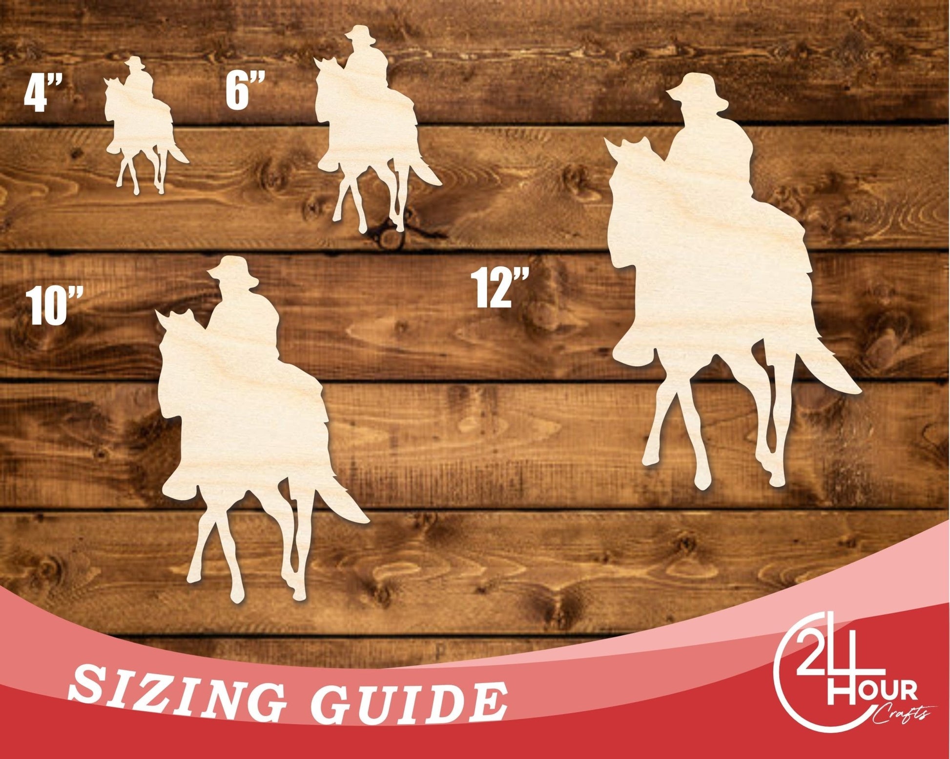 Unfinished Wood Soldier Riding Horse Shape | DIY Craft Cutout | up to 46" DIY - NameSigns.com