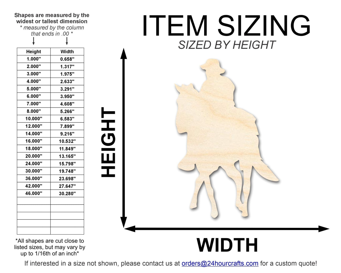 Unfinished Wood Soldier Riding Horse Shape | DIY Craft Cutout | up to 46" DIY - NameSigns.com