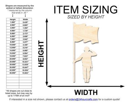 Unfinished Wood Soldier With Flag Shape | DIY Craft Cutout | up to 46" DIY - NameSigns.com