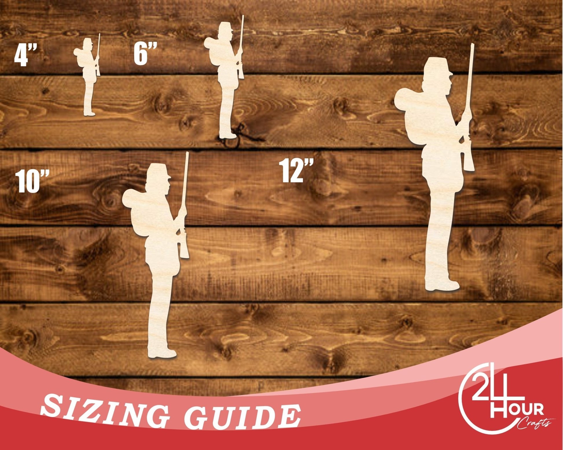 Unfinished Wood Soldier With Rifle Shape | DIY Craft Cutout | up to 46" DIY - NameSigns.com