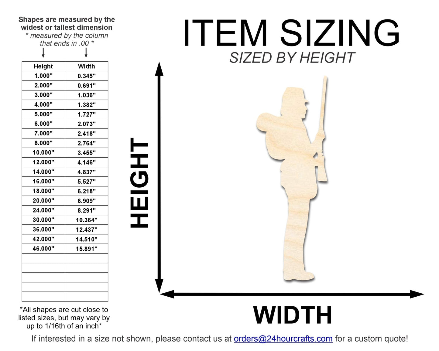 Unfinished Wood Soldier With Rifle Shape | DIY Craft Cutout | up to 46" DIY - NameSigns.com