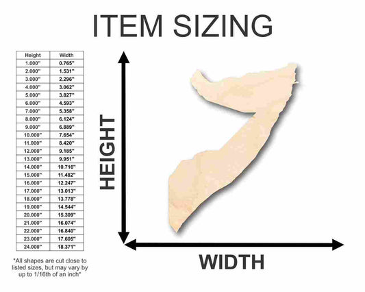 Unfinished Wood Somalia Shape - Africa - Country - Craft - up to 46" DIY - NameSigns.com