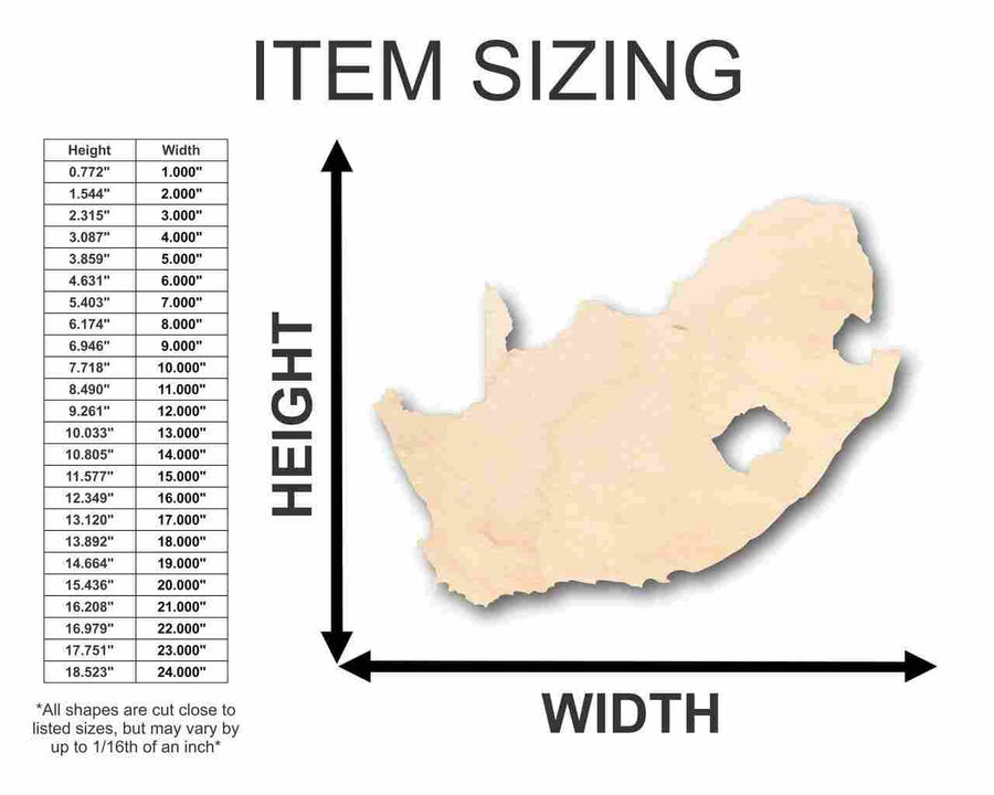 Unfinished Wood South Africa Shape - Africa - Country - Craft - up to 46" DIY - NameSigns.com