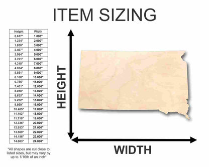 Unfinished Wood South Dakota Shape - State - Craft - up to 46" DIY - NameSigns.com