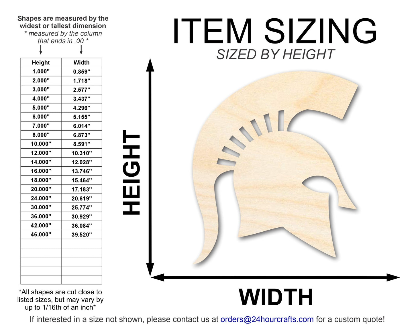 Unfinished Wood Spartan Mascot Shape | DIY Craft Cutout | up to 46" DIY - NameSigns.com