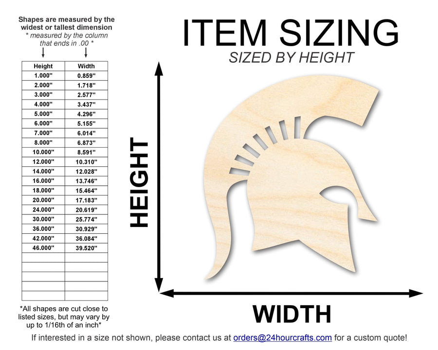 Unfinished Wood Spartan Mascot Shape | DIY Craft Cutout | up to 46" DIY - NameSigns.com