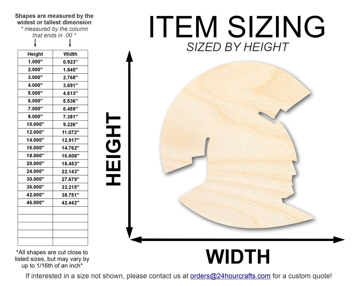 Unfinished Wood Spartan Mascot Shape | DIY Craft Cutout | up to 46" DIY - NameSigns.com