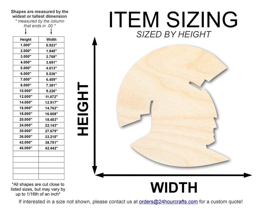 Unfinished Wood Spartan Mascot Shape | DIY Craft Cutout | up to 46" DIY - NameSigns.com