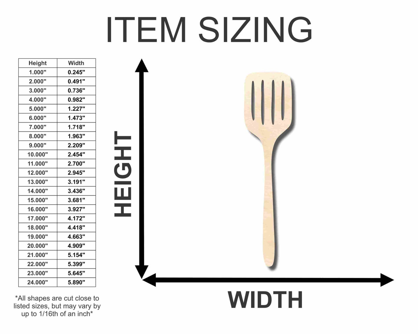 Unfinished Wood Spatula Silhouette - Craft - up to 46" DIY - NameSigns.com