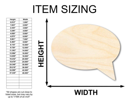Unfinished Wood Speech Bubble Shape | Craft Cutout | up to 46" DIY - NameSigns.com