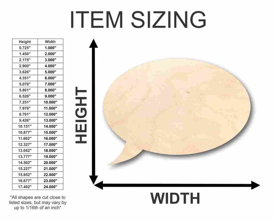 Unfinished Wood Speech Bubble Shape - Craft - up to 46" DIY - NameSigns.com