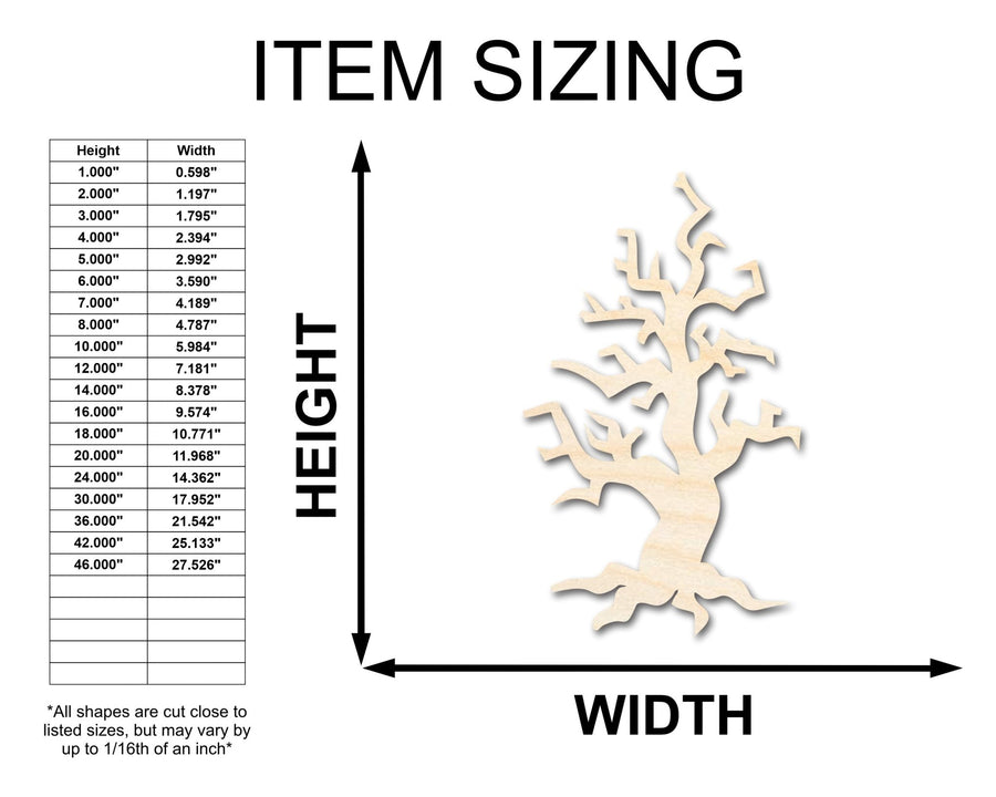 Unfinished Wood Spooky Tree Shape - Craft - up to 46" - NameSigns.com