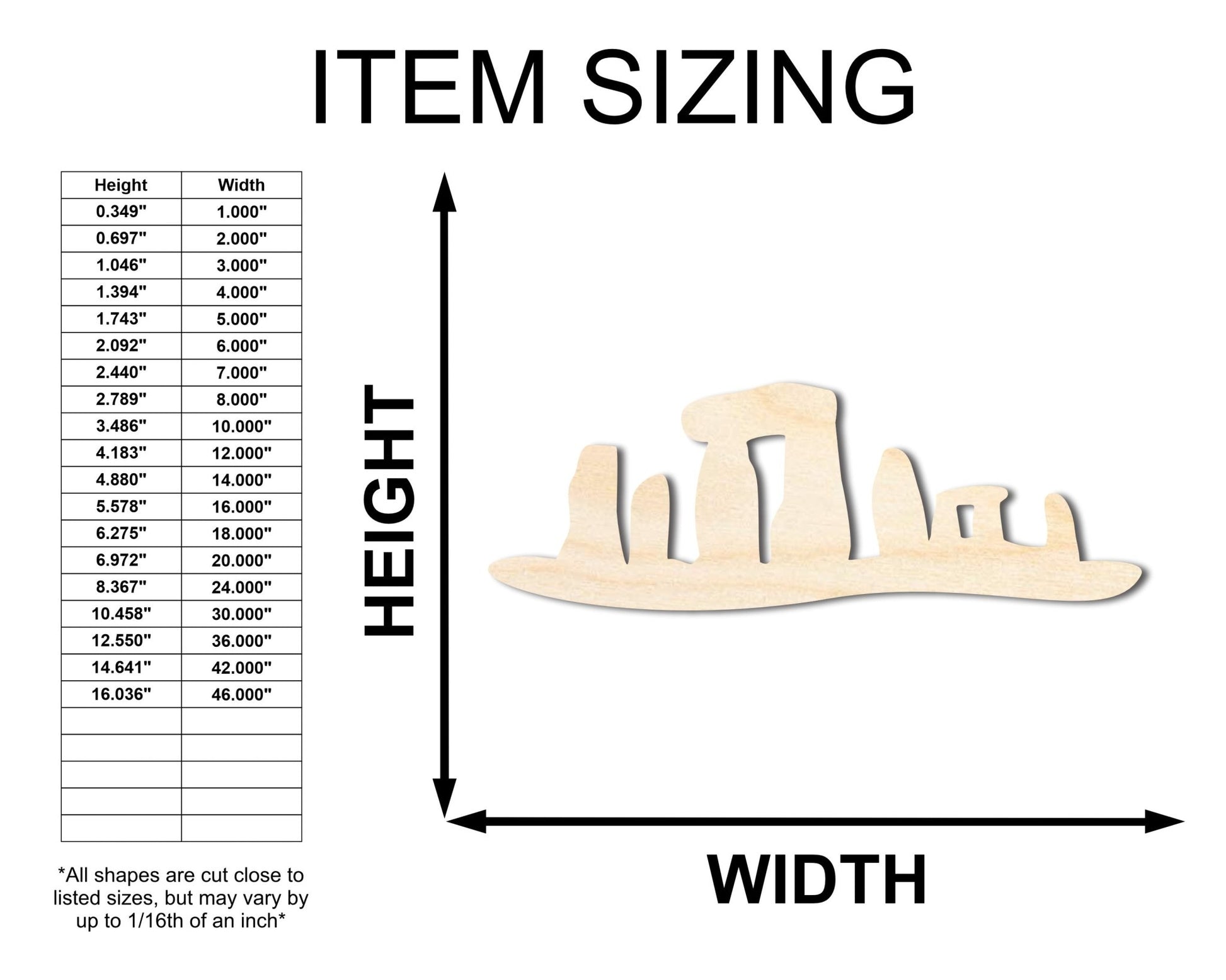 Unfinished Wood Standing Stones Shape | Craft Cutout | up to 46" DIY - NameSigns.com