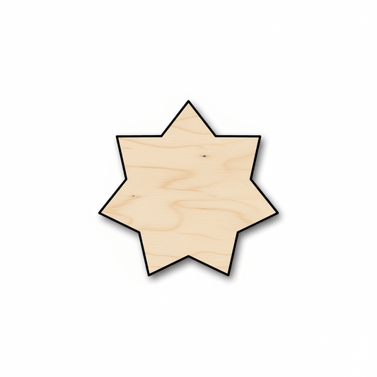 Unfinished Wood Star 7 Point Flower Shape - Craft - up to 46" DIY - NameSigns.com
