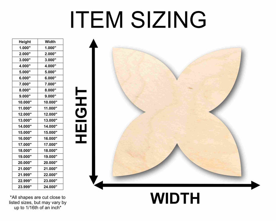 Unfinished Wood Star Flower Petals Silhouette - Craft - up to 46" DIY - NameSigns.com