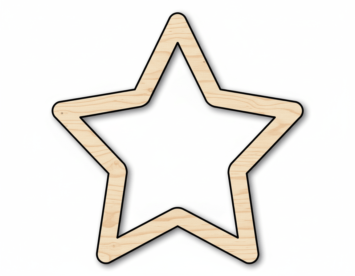 Unfinished Wood Star Outline Shape - Craft - up to 46" DIY - NameSigns.com