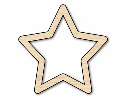 Unfinished Wood Star Outline Shape - Craft - up to 46" DIY - NameSigns.com