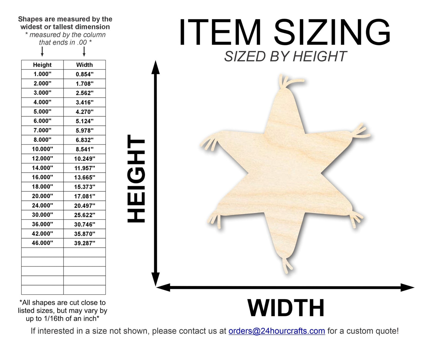 Unfinished Wood Star Pinata Shape | DIY Craft Cutout | up to 46" DIY - NameSigns.com