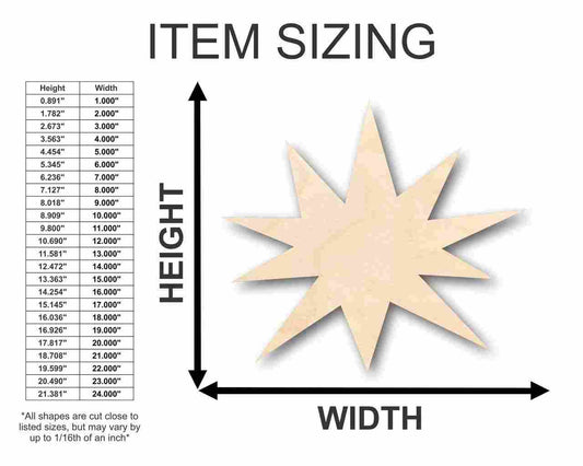 Unfinished Wood Starburst Explosion Shape - Space - Nursery - Craft - up to 46" DIY - NameSigns.com